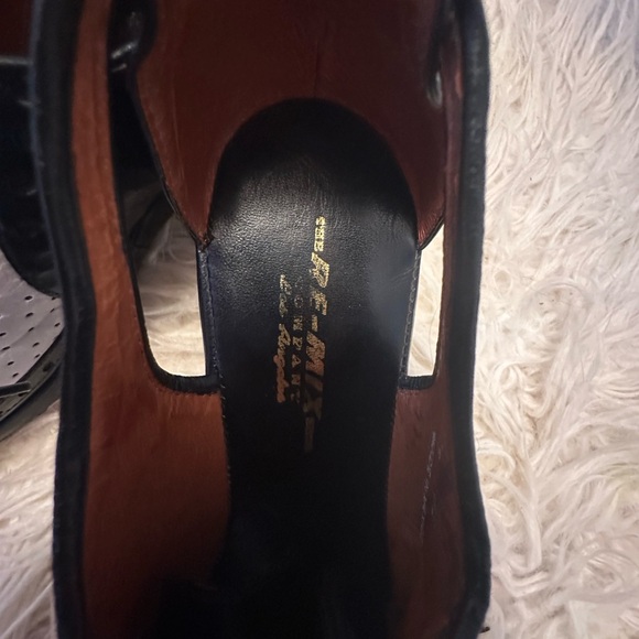 EUC Re-Mix Vintage Spectator Tuxedo Black-and-White Peep-Toe '40s Wedge … - Picture 6 of 8